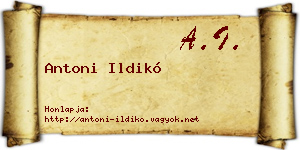 Antoni Ildikó névjegykártya
